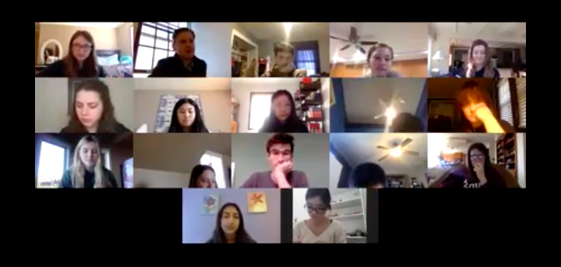 A Zoom session for AP English Language and Composition in November 2021