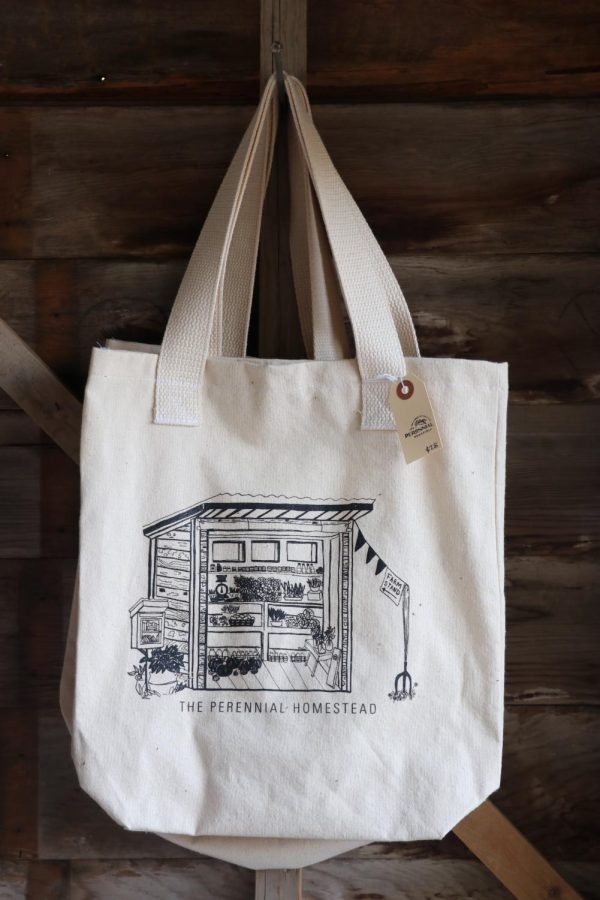 For those who come away from the farm stand with more than they can carry, these attractive totes are available for purchase. 