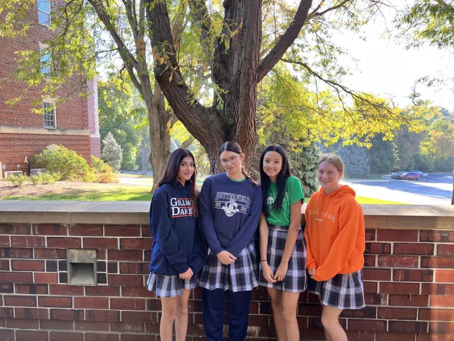 Student Council Presidents in each grade level (from left to right): senior Emaan Khan, junior Frida Silva, freshman Angel Bhandari, and sophomore Katie Picard