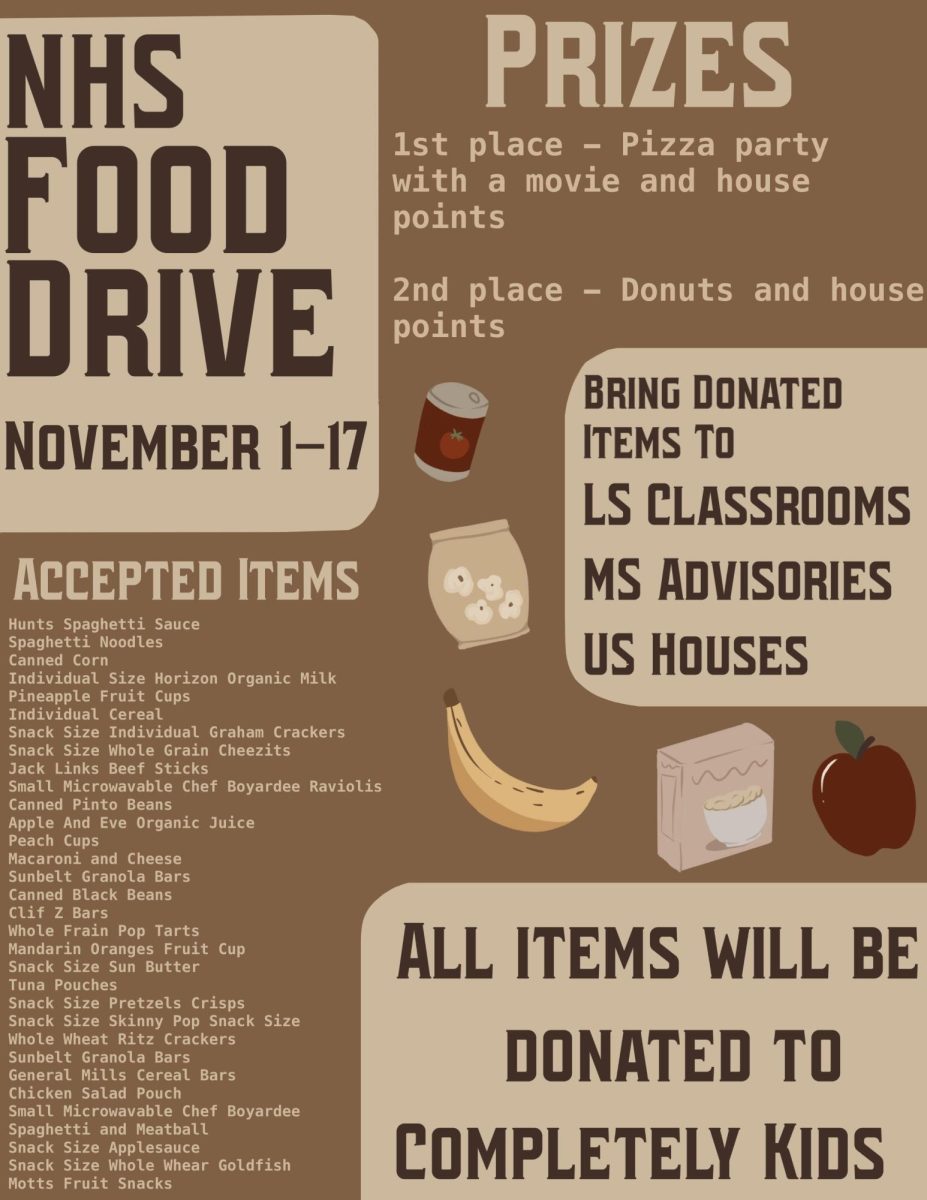 NHS Food Drive Collection List and Dates