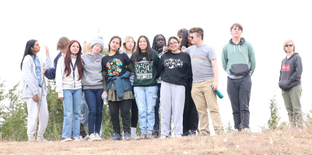 After a morning spent splitting wood, NHS members hiked to the highest point of Mt. Crescent. 