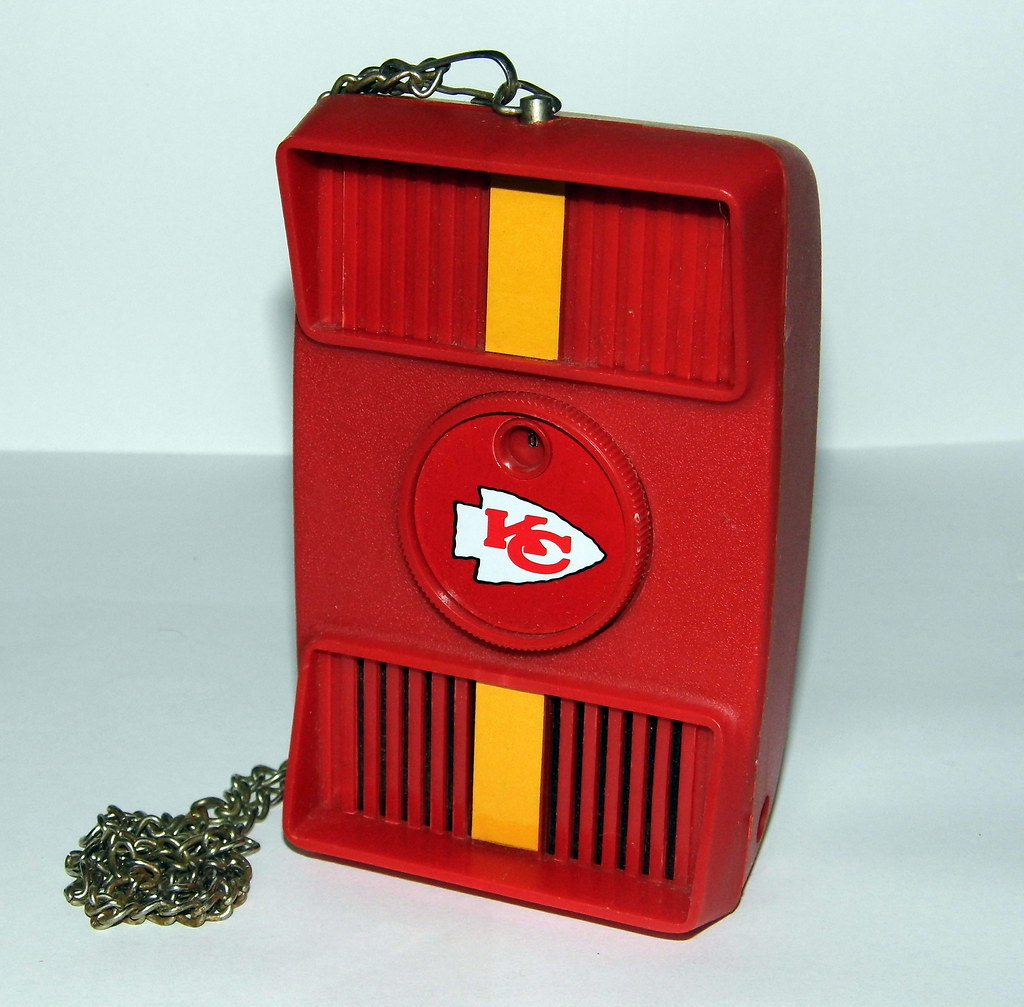 Image courtesy of Creative Commons:
"Vintage NFL Pocket Radio With Kansas City Chiefs Football Team Logo, Model FR-1, AM Band, Made in Hong Kong" by France1978 is licensed under CC BY-SA 2.0.