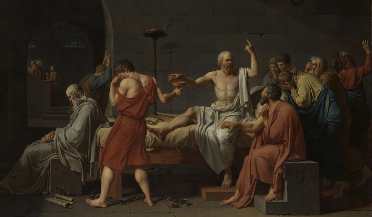 Jacques Louis David, The Death of Socrates (1787). Image courtesy of Open Access at Metropolitan Museum of Art.
