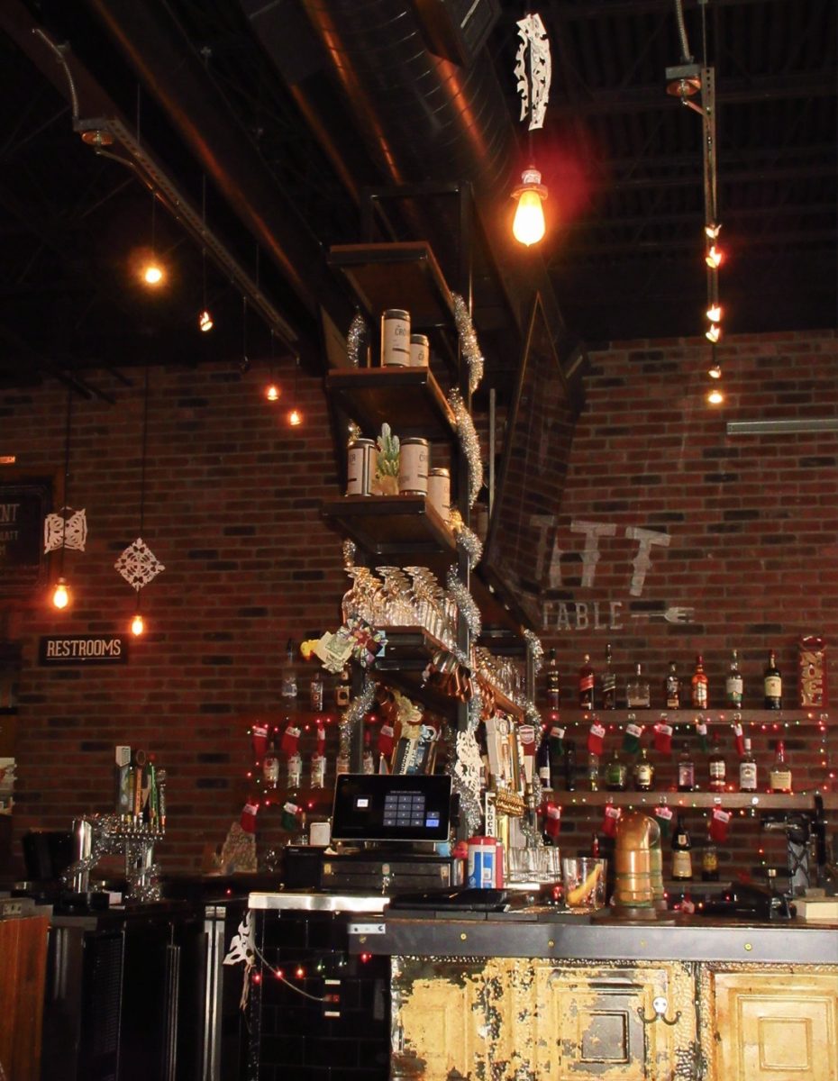 An upswept view of the various liquors and libations is displayed center stage in the Downtown Blatt location for all to admire.