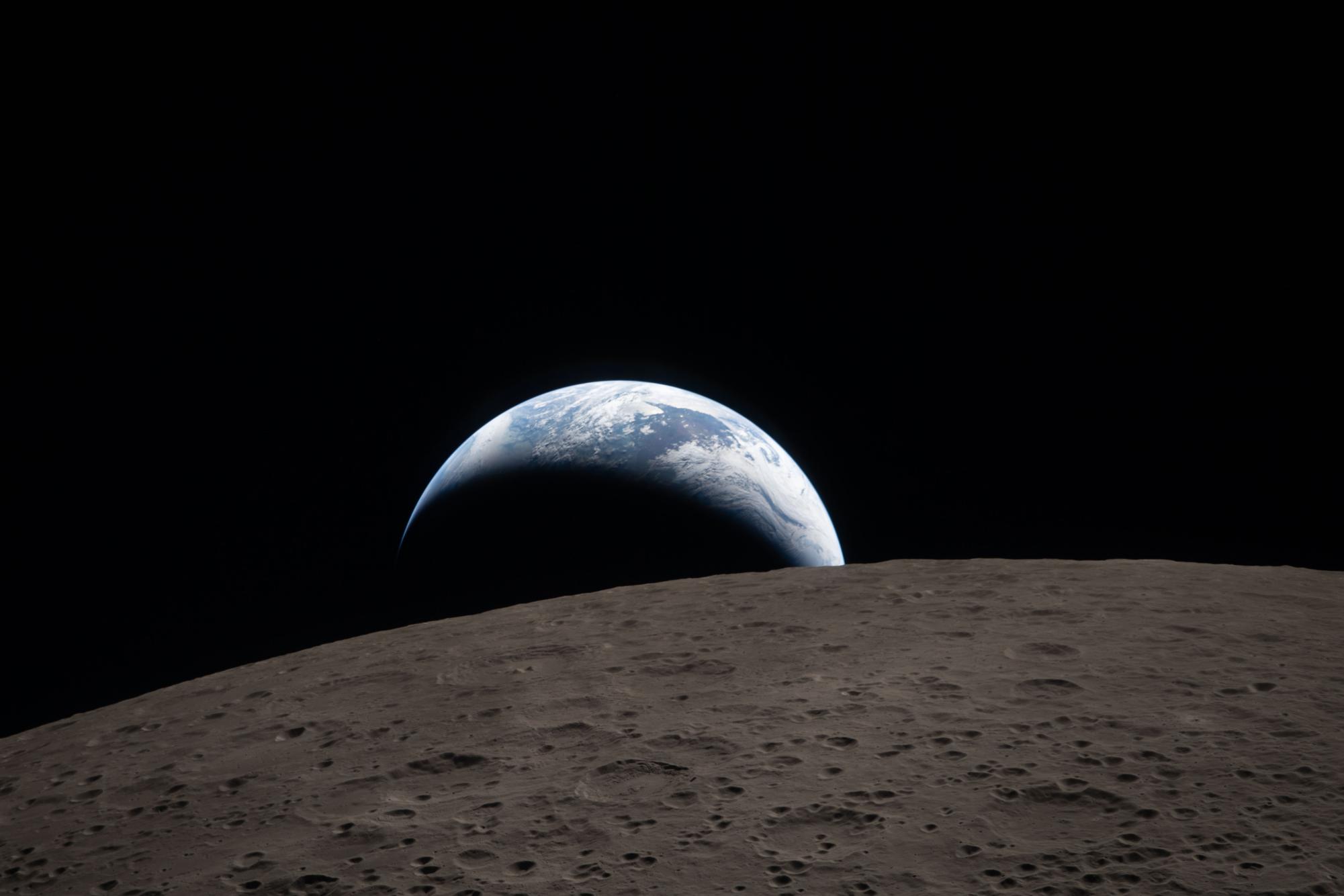 “I dreamed that I floated at will in the great Ether, and I saw this world floating also not far off, but diminished to the size of an apple. Then an angel took it in his hand and brought it to me and said, ‘This must thou eat.’ And I ate the world.” Ralph Waldo Emerson

Image credit: NASA